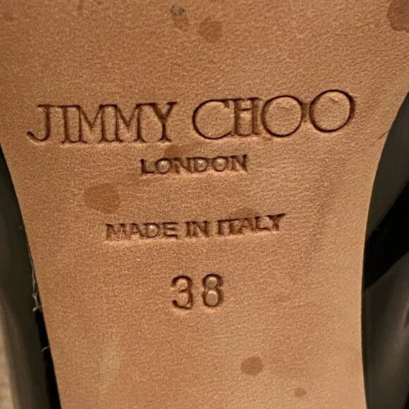 JIMMY CHOO Nova Patent Peep Toe Slingback 100mm Platform Sandal Pumps + Box - Picture 10 of 16